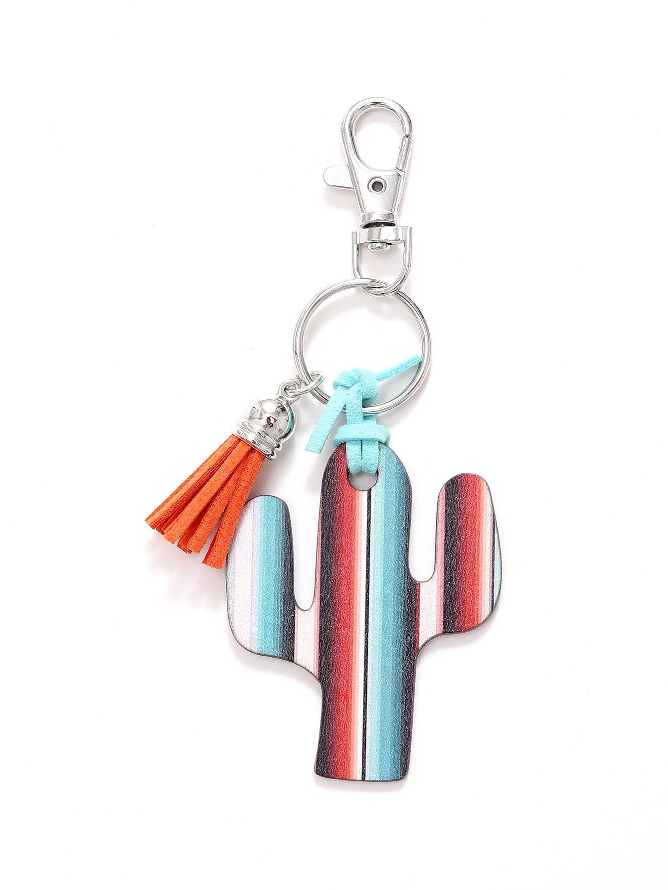 Wholesale Wooden Cactus Leopard Flower Rainbow Sunflower Stripe Printed Keychains
